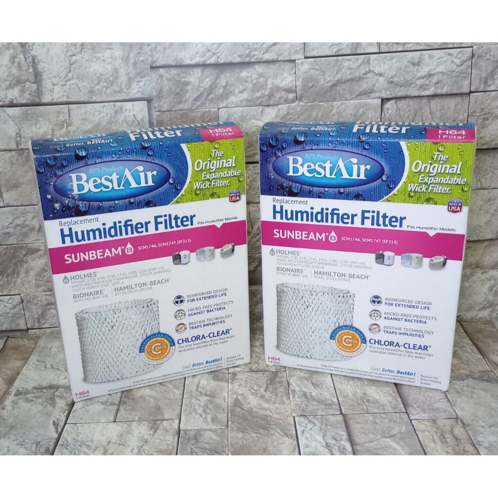 BestAir Humidifier Wick Filter Expandable  H64 Replacement  2 Packs NEW